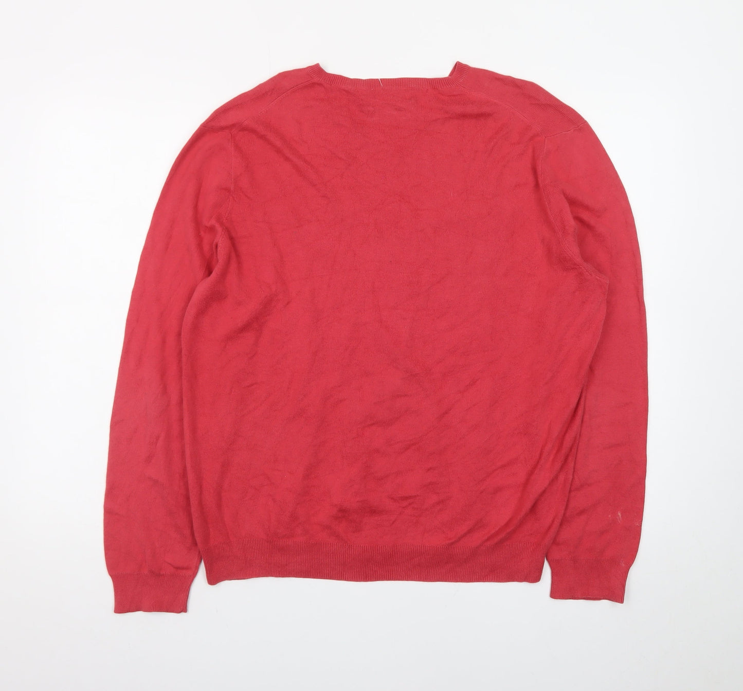 Polo Ralph Lauren Men's Red Cotton V-Neck Pullover Jumper L