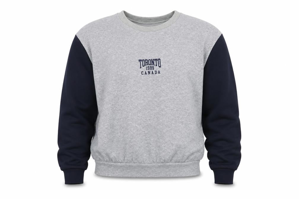 Warehouse Unisex Grey Navy Toronto 1989 Pullover Sweatshirt S