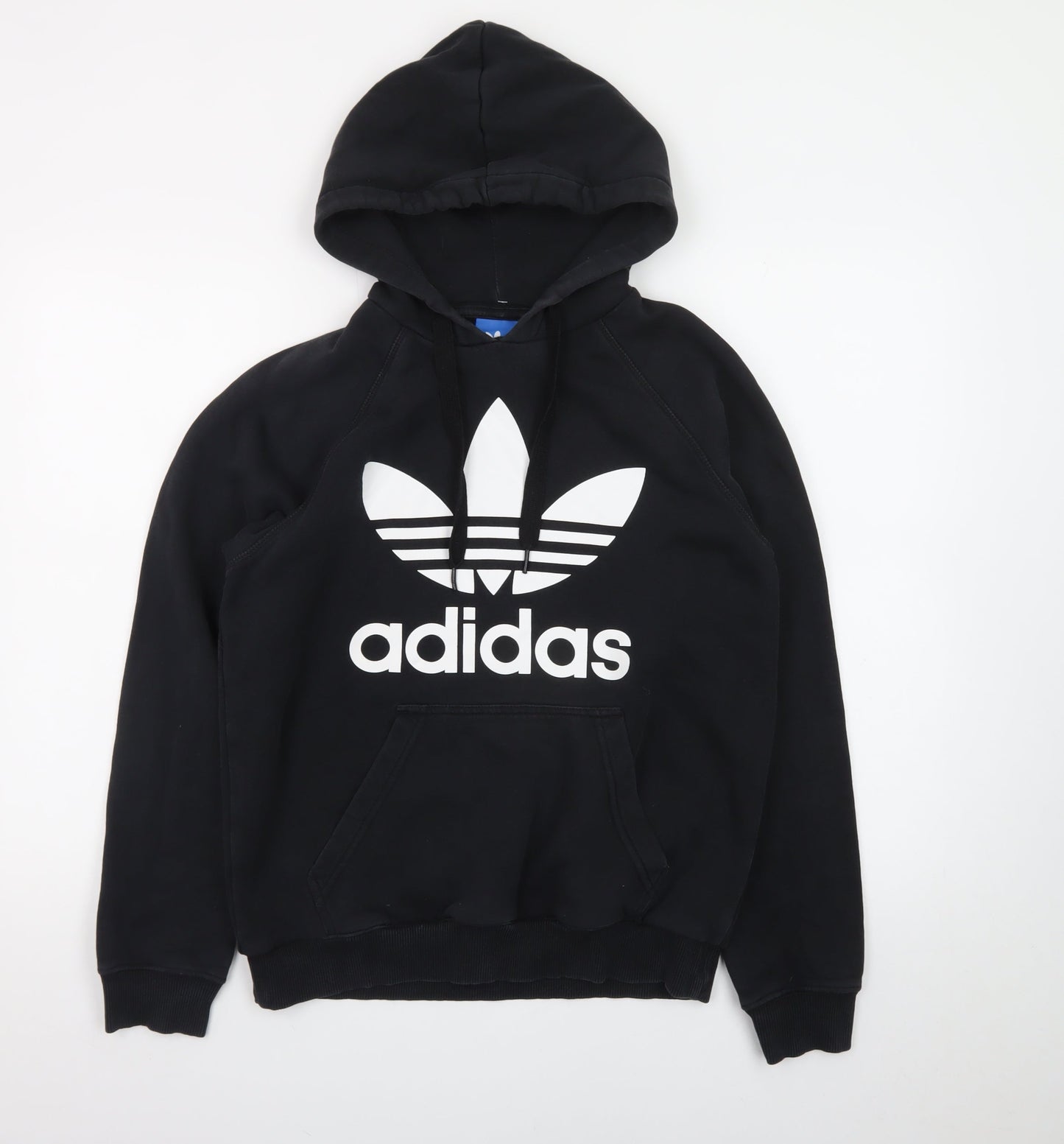 Adidas Mens Black Pullover Hoodie Small Logo Fleece Sweatshirt