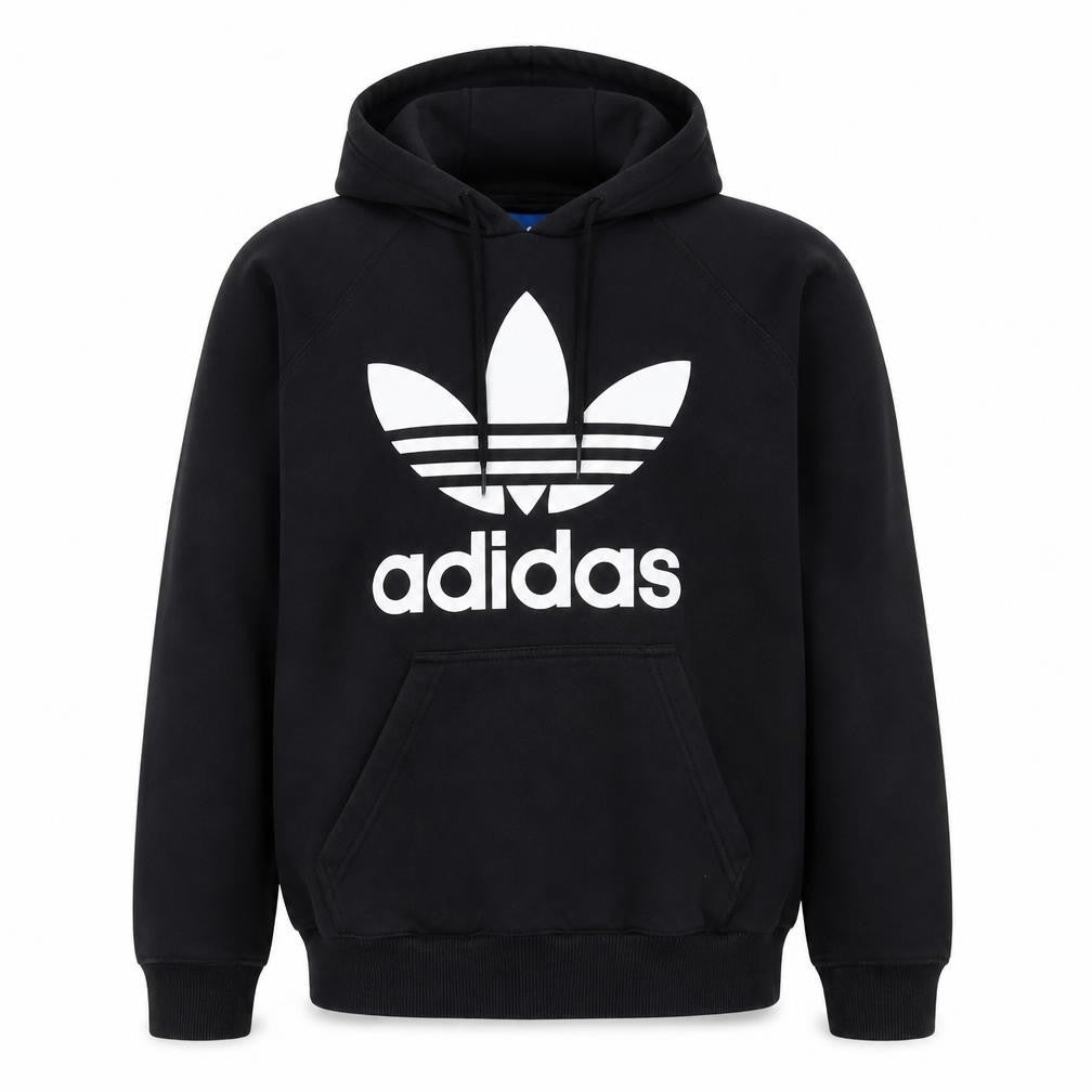 Adidas Mens Black Pullover Hoodie Small Logo Fleece Sweatshirt