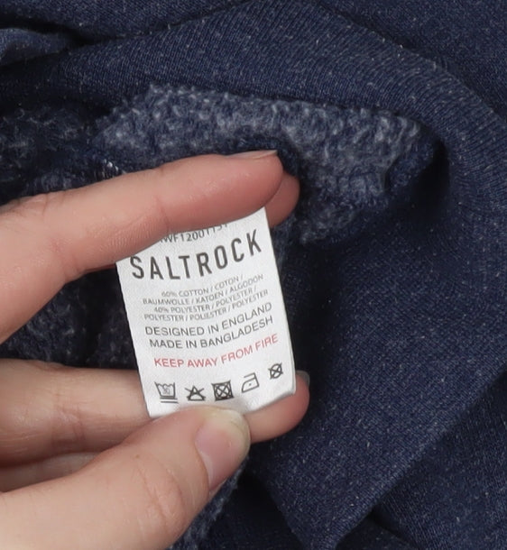 Saltrock Men's Blue Pullover Hoodie Size M Logo Fleece Sweatshirt