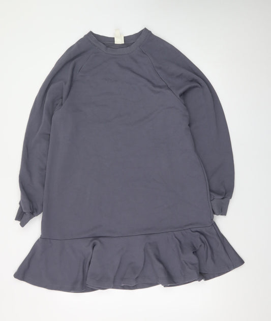 H&M Women Grey Long Sleeve Sweatshirt Dress Size S