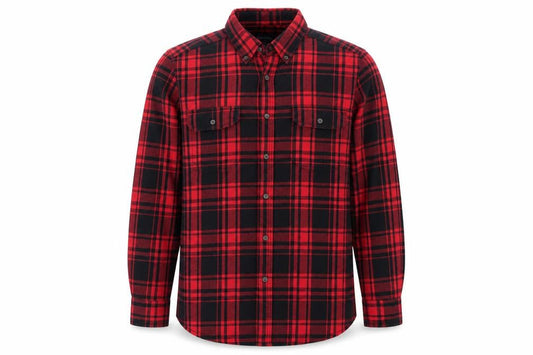 Faded Glory Men's Red Black Plaid Cotton Flannel Button-Up Shirt L