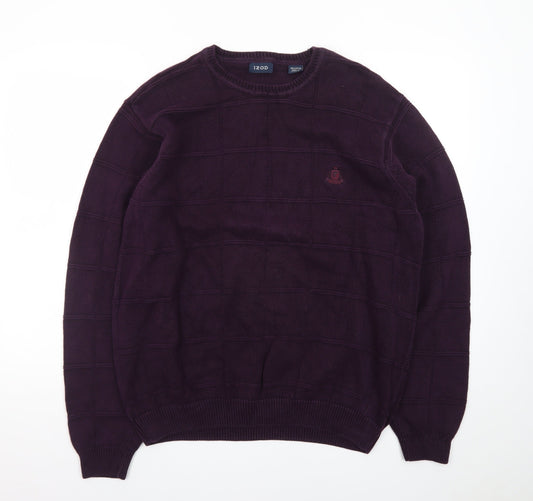 IZOD Men's Purple Cotton Crew Neck Jumper Size L