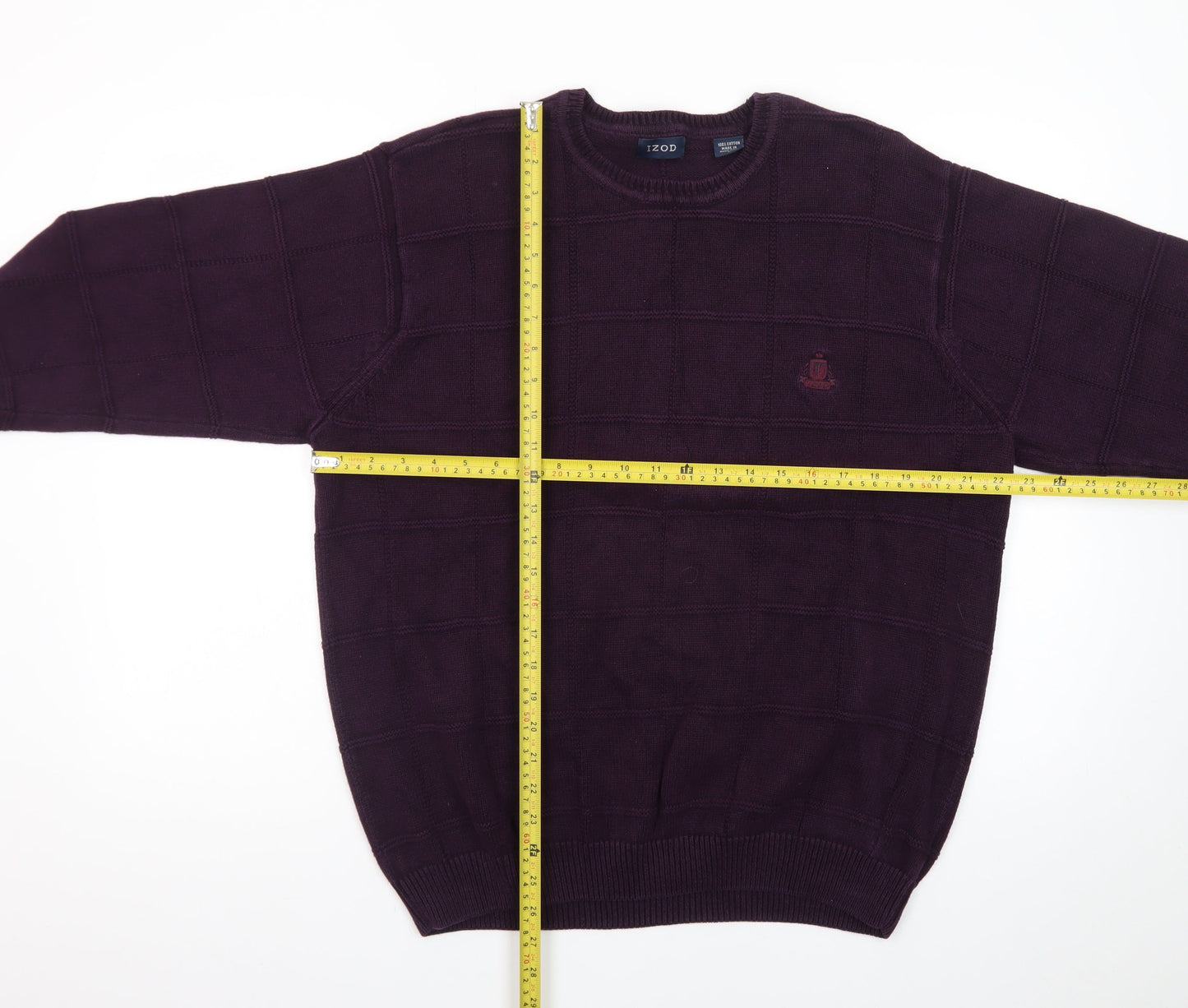 IZOD Men's Purple Cotton Crew Neck Jumper Size L