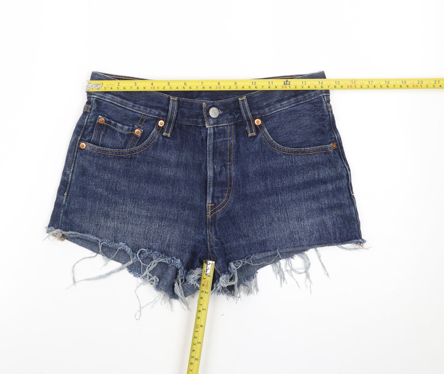 Levi's Women Blue Denim Cut-Off Shorts W25 UK 6 Classic 100% Cotton