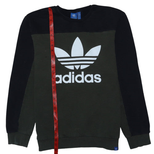 adidas Mens Green Large Pullover Logo Sweatshirt Crew Neck