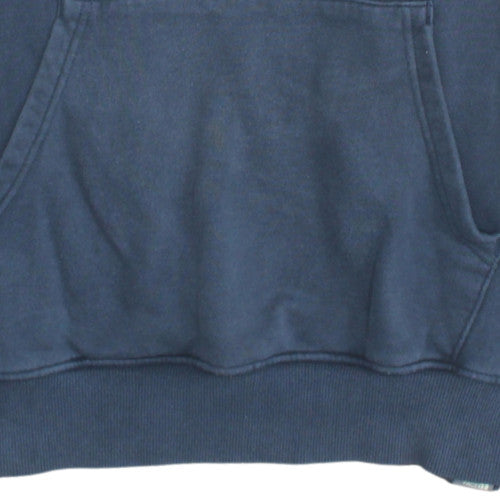 The North Face Men Blue Hoodie Pullover S Cotton Fleece Logo