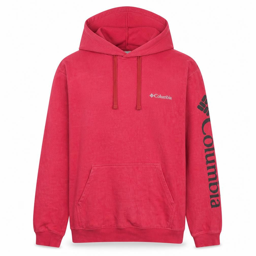 Columbia Men Red Pullover Hoodie L Outdoor Fleece Sweatshirt