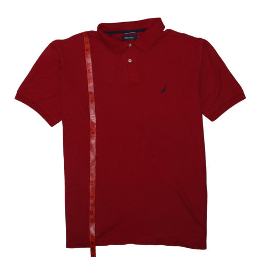 Nautica Men's Red Cotton Short Sleeve Polo Shirt XL