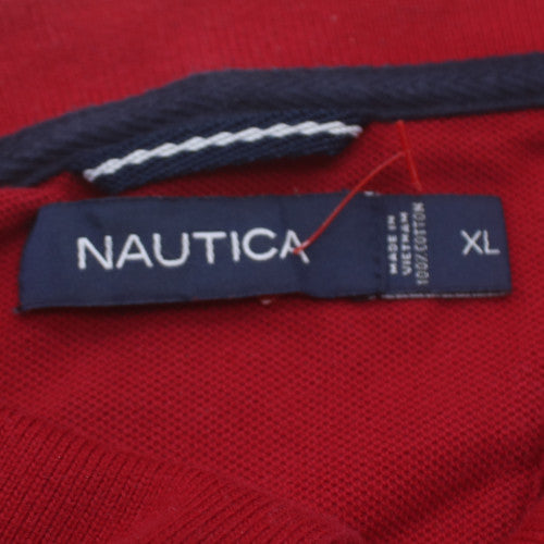 Nautica Men's Red Cotton Short Sleeve Polo Shirt XL