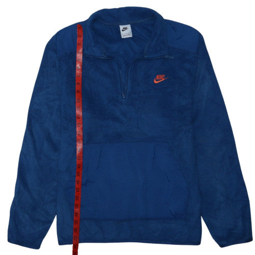 Nike Men's Blue Fleece Half Zip Pullover Sweatshirt L Logo Regular Fit