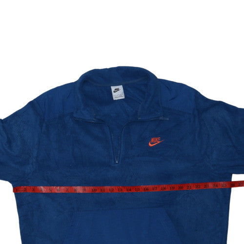 Nike Men's Blue Fleece Half Zip Pullover Sweatshirt L Logo Regular Fit