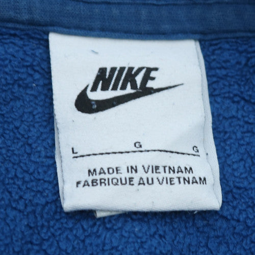 Nike Men's Blue Fleece Half Zip Pullover Sweatshirt L Logo Regular Fit