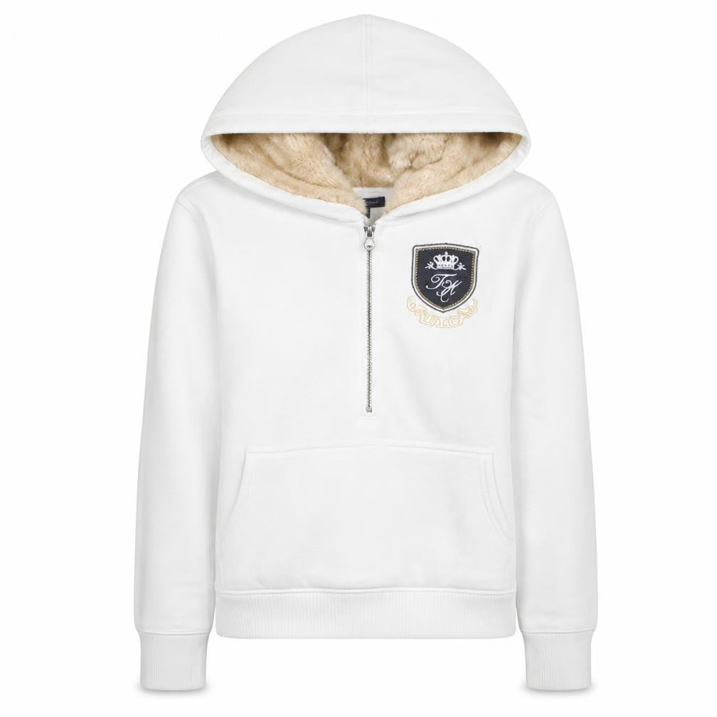 Tommy Hilfiger Womens White Faux Fur Lined Half Zip Hoodie Size L