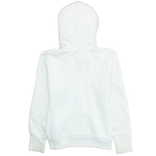 Tommy Hilfiger Womens White Faux Fur Lined Half Zip Hoodie Size L