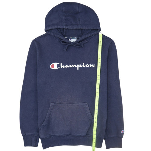 Champion Men Blue Pullover Hoodie L Logo Fleece Athletic Sweatshirt