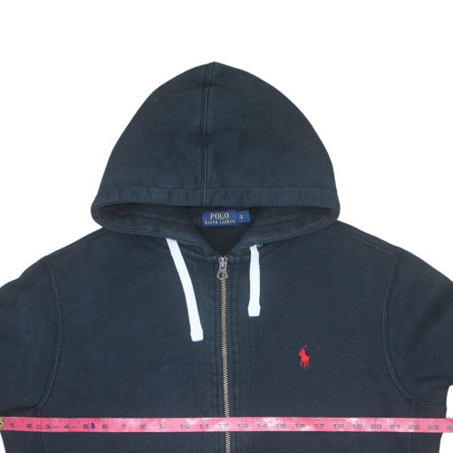 Ralph Lauren Men's Black Full Zip Hoodie L Logo Fleece Sweatshirt