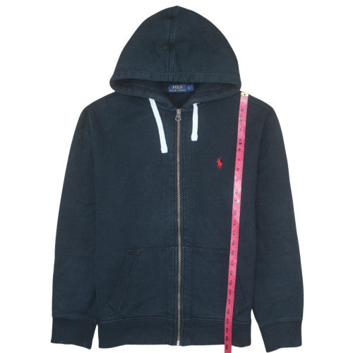 Ralph Lauren Men's Black Full Zip Hoodie L Logo Fleece Sweatshirt