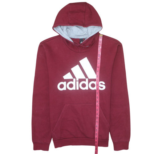 Adidas Men's Red Pullover Hoodie L Logo Fleece Sportswear