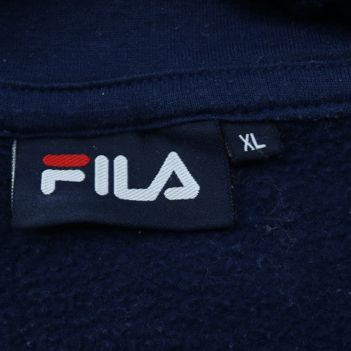 FILA Men's Blue Pullover Hoodie XL Logo Sports Fleece Sweatshirt