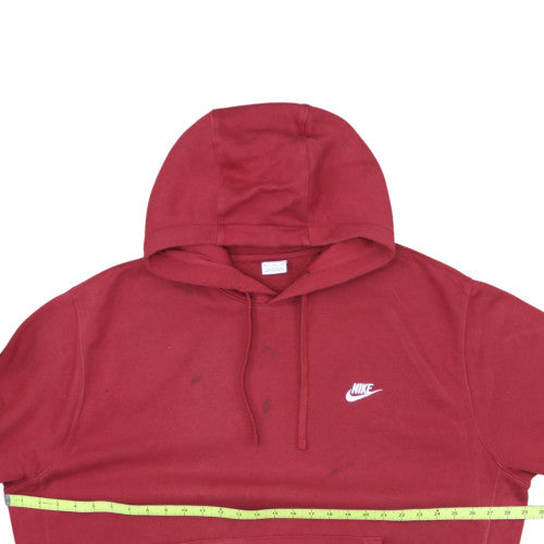 Nike Men Red Pullover Hoodie 2XL Regular Fit Fleece