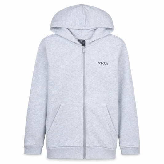 adidas Boys Grey Full Zip Hoodie 14-15 Years Cotton Blend Hooded Sweatshirt
