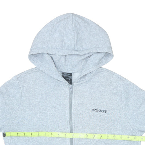 adidas Boys Grey Full Zip Hoodie 14-15 Years Cotton Blend Hooded Sweatshirt