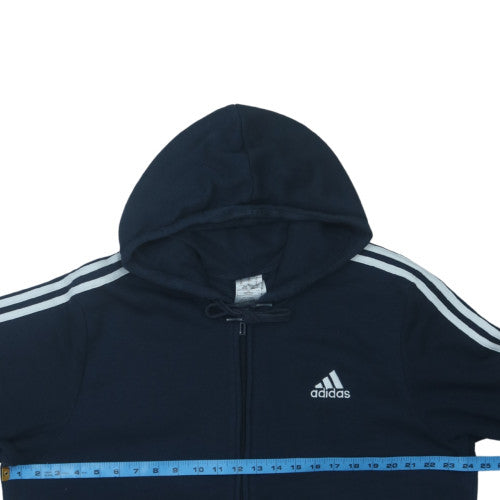 Adidas Men's Black XL Full Zip Hoodie with Logo and Pockets