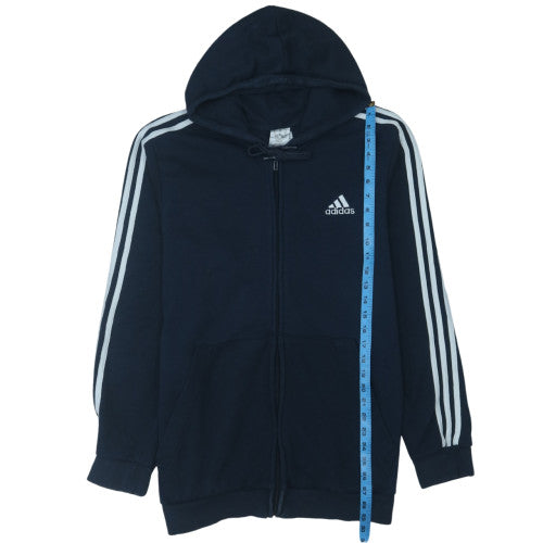 Adidas Men's Black XL Full Zip Hoodie with Logo and Pockets