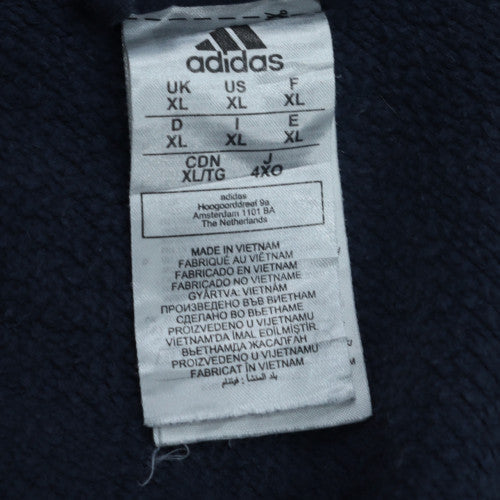 Adidas Men's Black XL Full Zip Hoodie with Logo and Pockets