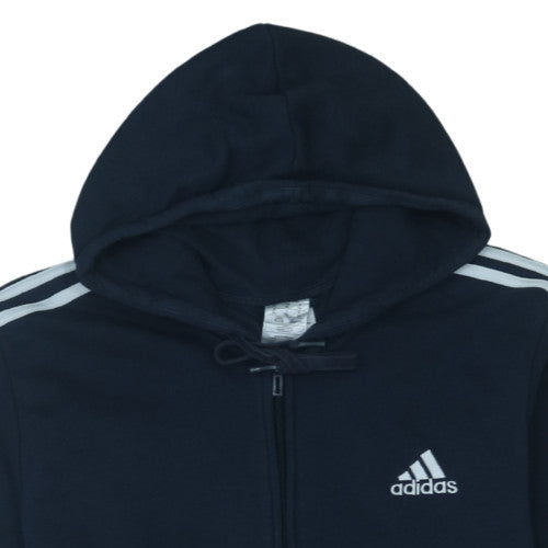 Adidas Men's Black XL Full Zip Hoodie with Logo and Pockets