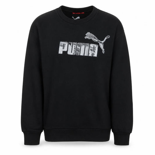 Puma Mens Black L Sweatshirt Crew Neck Graphic Logo Pullover