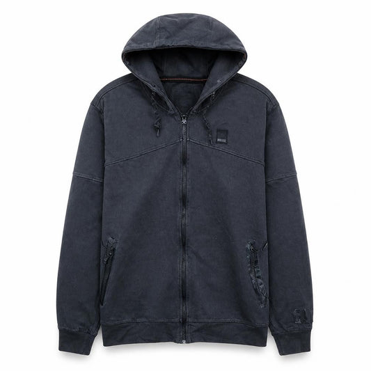 Diesel Men's Black Full Zip Hoodie 2XL Hooded Ring Spun Sweatshirt