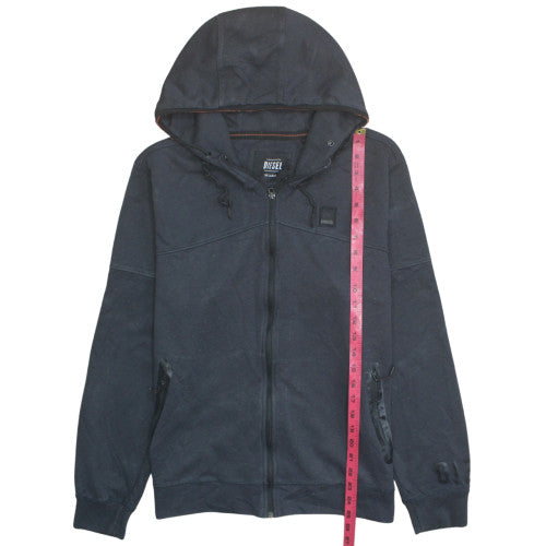Diesel Men's Black Full Zip Hoodie 2XL Hooded Ring Spun Sweatshirt