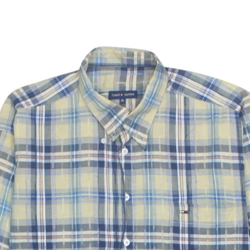 Tommy Hilfiger Men's Blue Check Long Sleeve Cotton Shirt 2XL