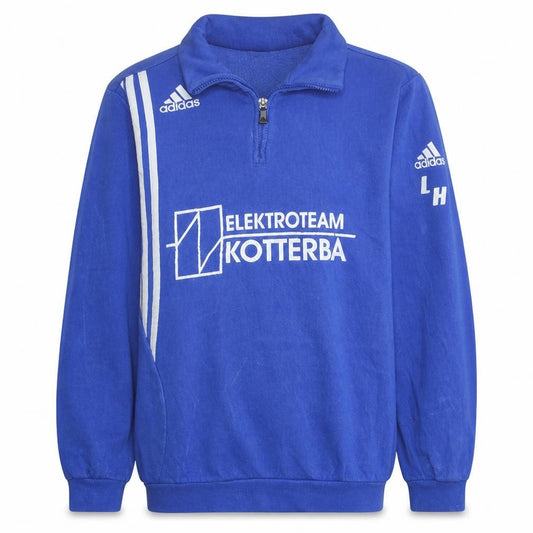 Adidas Men's Blue 1/4 Zip Sports Sweatshirt L Logo Fleece