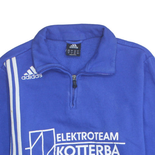 Adidas Men's Blue 1/4 Zip Sports Sweatshirt L Logo Fleece