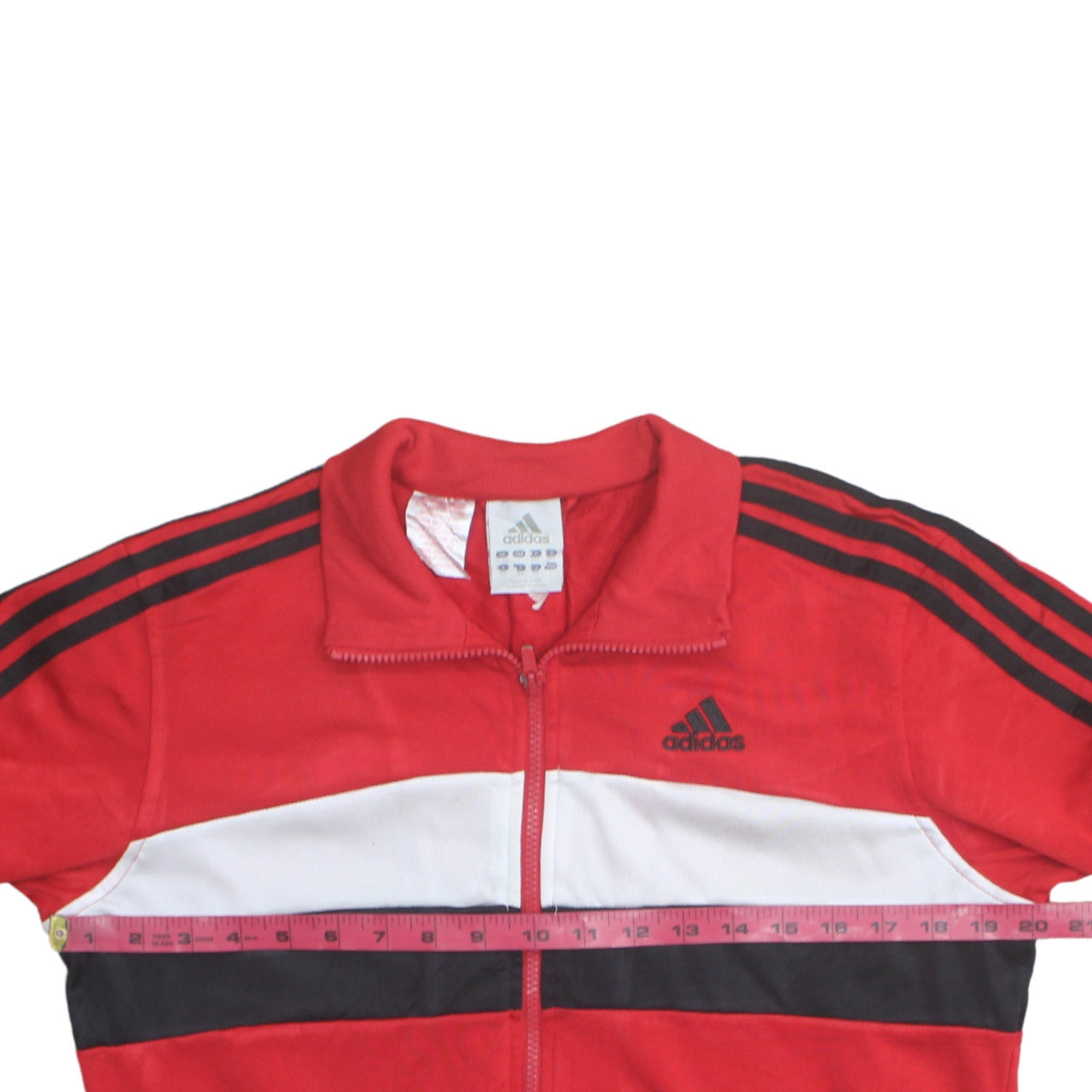 Adidas Boys Red Full Zip Track Sweatshirt 13-14 Years Classic Stripe Design