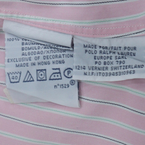 Ralph Lauren Men’s Pink Striped Slim Fit Long Sleeve Cotton Shirt Size 17