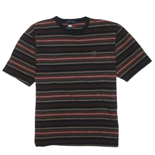 Tommy Hilfiger Men's Black Red Striped Crew Neck Cotton T-Shirt XL