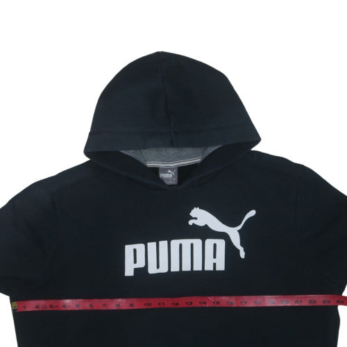 Puma Men Black Pullover Hoodie L Fleece Logo Sportswear