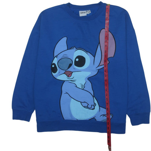 Disney Stitch Blue Pullover Sweatshirt Women 2XL Graphic Print Crew Neck