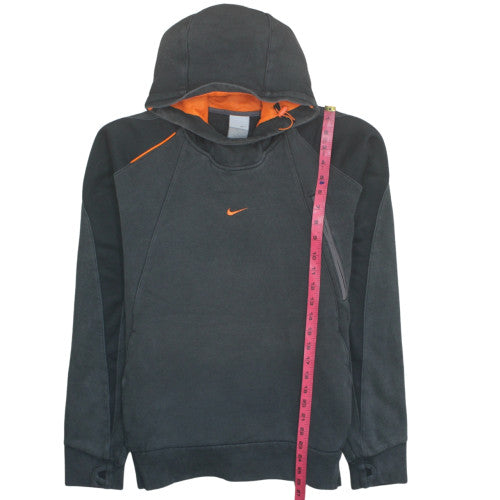 Nike Men's Black Hoodie Orange Lined Pullover Size M Fleece Sportswear
