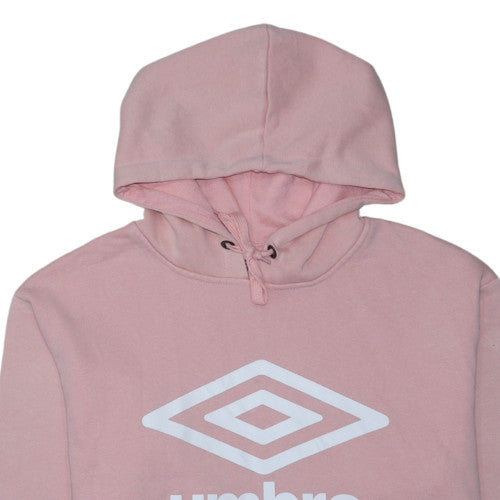 Umbro Women's Pink Pullover Hoodie L Logo Print Casual Sweatshirt