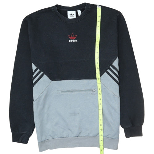 Adidas Men's Black Grey Pullover Sweatshirt Size M Crew Neck Logo