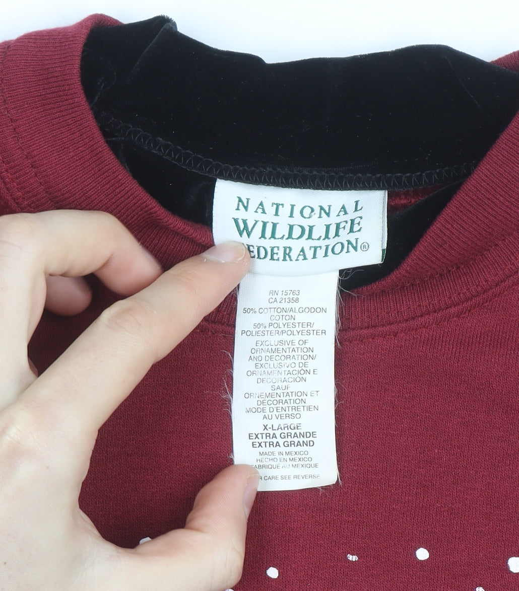 National Wildlife Federation Men's Red XL Pullover Sweatshirt Graphic