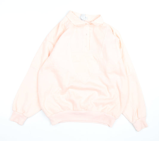 Lavon Womens Pink Collared Henley Knit Jumper Size S Vintage