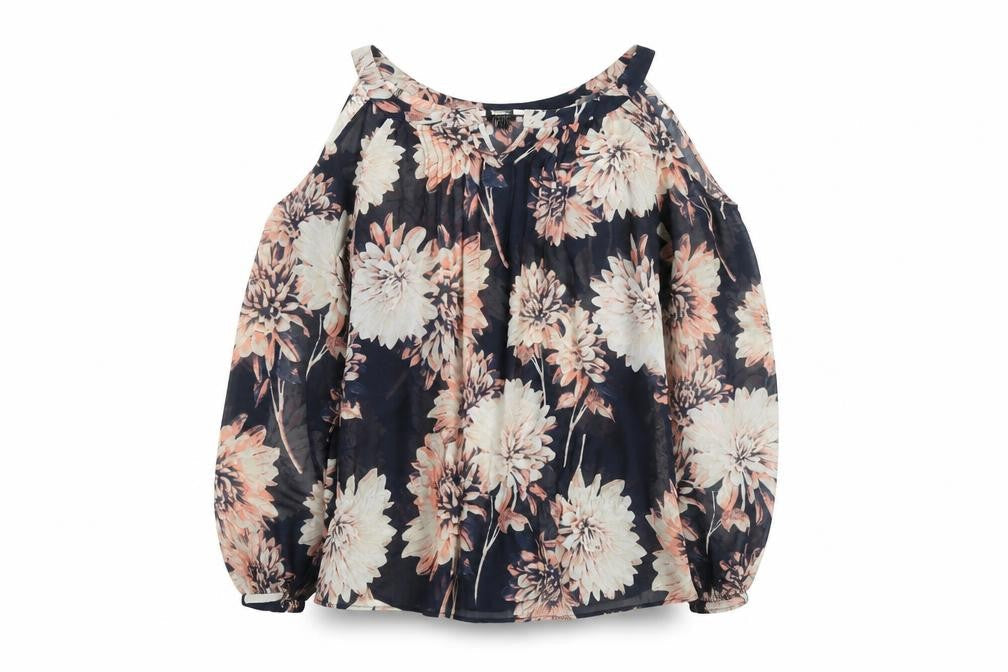 Next Women's Multicoloured Floral Cold Shoulder Blouse Size 12