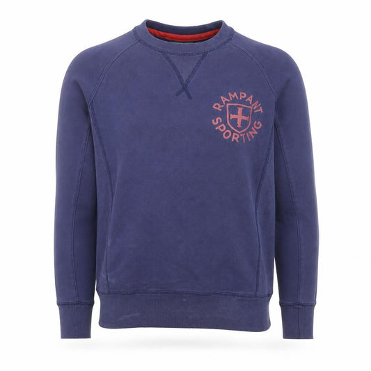 Rampant Sporting Men Blue Small Crew Neck Cotton Pullover Sweatshirt